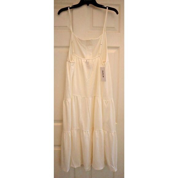 Hurley HC0084 Women Sz L Cream Solid Button Front Tiered Midi Cover Up Dress - Picture 2 of 9